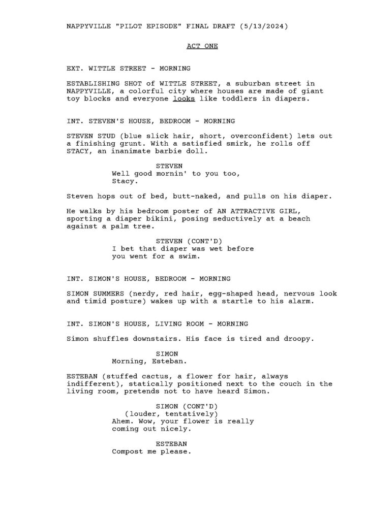 Nappyville pilot script by Patrick Will